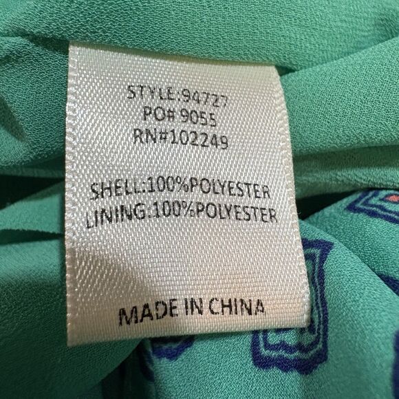 Skies Are Blue Dress Women S Green Geo Print Criss Cross Boho Resortcore Y2K - Picture 5 of 8